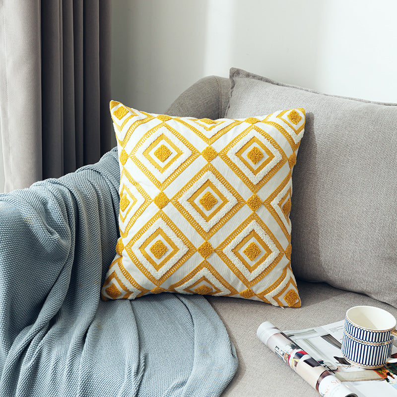 Scandinavian Style Three-dimensional Towel Embroidery Geometric Pattern Sofa Cushion Cover