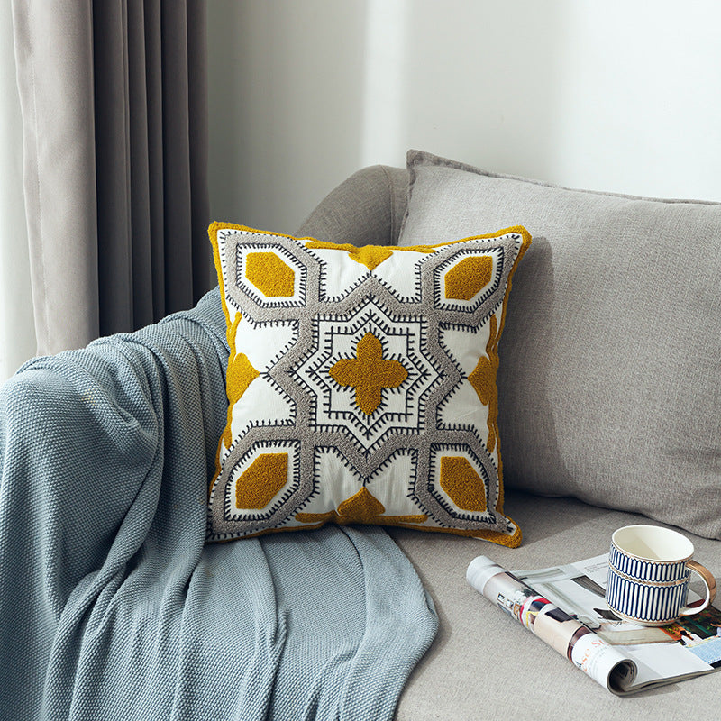 Scandinavian Style Three-dimensional Towel Embroidery Geometric Pattern Sofa Cushion Cover