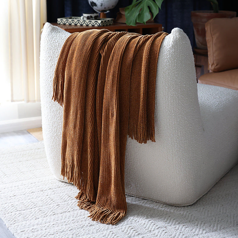 Skin-friendly Chenille Solid Color Knitted Sofa Decoration Air Conditioner Blanket