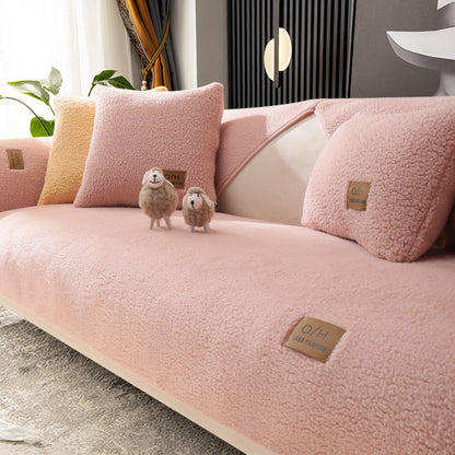 Non-slip Solid Color Simple Modern Autumn And Winter Plush Sofa Cover