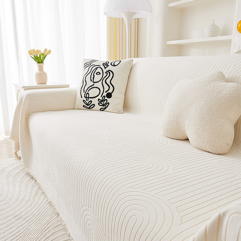 Cream Sofa Cover Chenille Anti-scratching