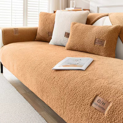 Non-slip Solid Color Simple Modern Autumn And Winter Plush Sofa Cover