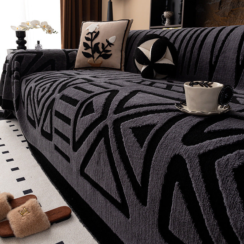 Dust-proof Light Luxury High-grade Solid Color Chenille Sofa Cover