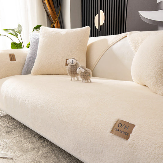 Non-slip Solid Color Simple Modern Autumn And Winter Plush Sofa Cover