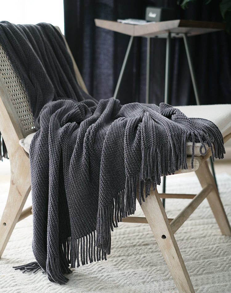 Skin-friendly Chenille Solid Color Knitted Sofa Decoration Air Conditioner Blanket