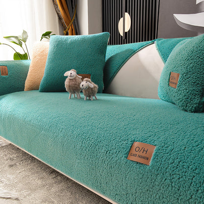 Non-slip Solid Color Simple Modern Autumn And Winter Plush Sofa Cover