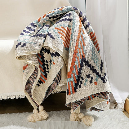 Bohemian Style Sofa Blanket Bay Window Knitted