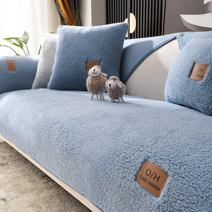 Non-slip Solid Color Simple Modern Autumn And Winter Plush Sofa Cover