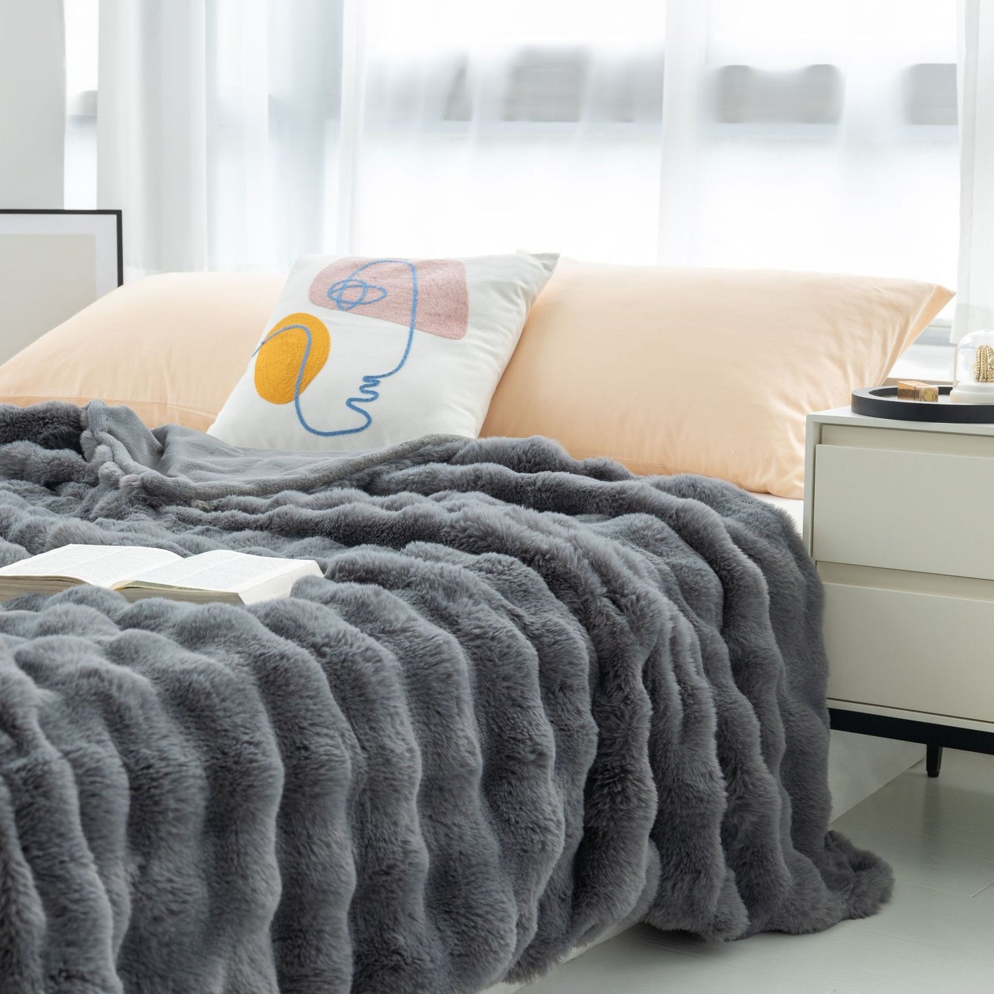 Bubble Rabbit Blanket Flannel Sofa Cover
